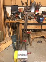 Bench and floor view showing Wagner box and assorted tools