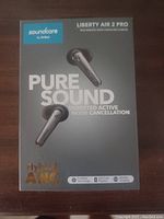 Photo of boxed Soundcore Liberty Air 2 Pro earbuds showing front of the retail packaging with branding and feature highlights