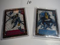 Front side of Dr. Octopus and Black Cat superhero cards showing character artwork and names