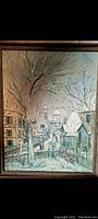 Full front view of framed painting showing overall composition, condition and framing.