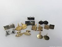 10 sets of cufflinks in silver and gold tone, diverse geometric and engraved designs