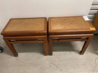Pair of rectangular end tables side by side, front view