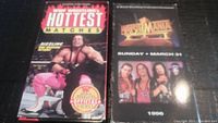 Front covers of two WWF VHS wrestling tapes, one 'The Hottest Matches' and one 'WrestleMania XII' 1996.