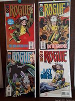Four Rogue mini series comic issues #1-4 with colorful and dynamic cover art featuring the character Rogue from Marvel's X-Men comics.