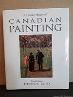 Front cover of 'A Concise History of Canadian Painting' book showing a painting of a man and woman walking under trees.