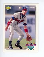 Front view of the 1992 Upper Deck #66 Chipper Jones minor league baseball card showing player image and design