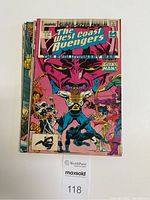Photo showing front cover of The West Coast Avengers Annual Vol.1 No.3 1988 comic book with colorful artwork featuring Giant Man and other characters.