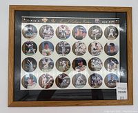 Frontal image of the framed King Meat Snack baseball poster showing all card images featuring baseball players.
