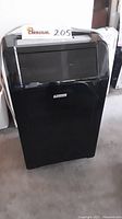 Front view of black Everstar portable air conditioner.