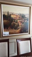 Frontal view of the framed print 'Italian Villa' showing the landscape and gilt frame details