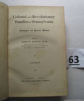 Title page showing the full title Colonial and Revolutionary Families of Pennsylvania, edited by John W. Jordan; volume III; published in 1911 by The Lewis Publishing Company.
