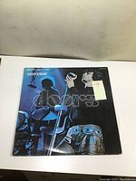 Front cover of The Doors Absolutely Live double album set showing stage image with Jim Morrison and band under blue lighting, includes title and notes 2 records included.