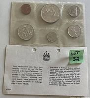 Front view of the 1965 Canadian silver uncirculated coin set in original sealed plastic.