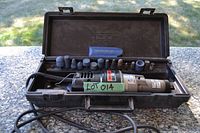 Craftsman die grinder and accessories in plastic carrying case showing grinding and sanding drums