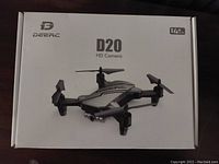 Closed retail box showing DeerC branding and model D20 with drone image.