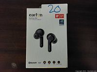 Front view of EarFun Air True Wireless Earbuds box showing Bluetooth 5.0 and product logos.