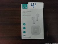 Front view of the USAMS TWS IA Series wireless earbuds box showing product image and key features.