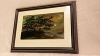 Framed carved glass nature scene art by Richard Bond, signed bottom right