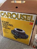 Original Kodak Carousel 760H projector box with picture and branding.