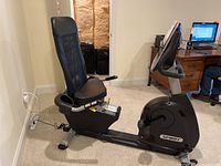 Side profile of Spirit recumbent bike showing frame, console and seat