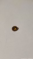 Zoomed photo of the oval golden yellow sapphire showing color and faceting details.
