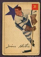 Front of the 1954-55 Tim Horton Parkhurst hockey card showing player's image, number 31, and facsimile signature.