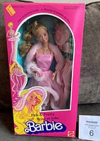 Front of unopened Mattel Pink & Pretty Barbie box showing doll and accessories
