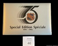 Custom silver binder cover with NHL 75th anniversary logo and 'Special Edition 1991-1992' text