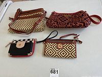 All four items arranged together on a white surface showing front views and design patterns.