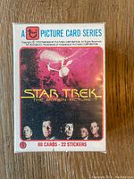 Front view of sealed Topps Picture Card Series box for Star Trek The Motion Picture with card and sticker count.