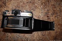 Top view of open film compartment showing clean interior and film chamber of the Miranda Sensorex camera.