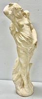 Full front and side views of alabaster nude lady statue showing detail and condition