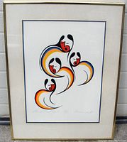 Frontal view of serigraph showing vibrant colors and framing details.