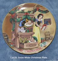 Snow White Christmas decorative plate showing Snow White with two dwarfs and Christmas-themed decorations, marked "1994 Christmas" at the bottom