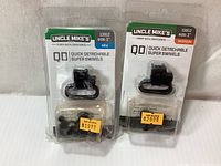 Front packaging view showing two Uncle Mike's QD Super Swivels size 1 in sealed blister packs with visible price tags.