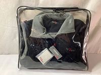 Packaged Tywear black/grey heated vest with battery pouch included, battery not included