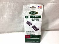 Front view of new sealed Weaver Classic Aluminum Base Pair 35M 36M packaging showing brand and product details.