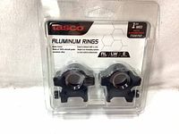 Front view of Tasco aluminum rings in original plastic packaging showing front label and product details.