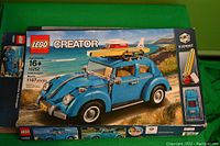 Photo of LEGO 10252 Volkswagen Beetle box showing set details and image of assembled model.