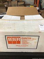 Original white cardboard box with printed BSR Quanta 500 X branding and product description
