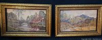 View of both framed watercolor prints side by side showing overall condition and size.
