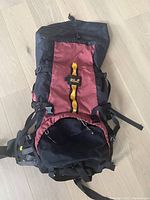 Full image of the backpack showing its size, colors, adjustable straps and outer design.