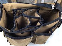 Top view of interior compartments showing multiple padded sections for organizing camera gear.
