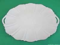 Top-down view of Lenox Symphony serving platter showing shape, handles, and platinum edge