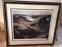 Frontal view of the framed art titled 'Grace Lake' by Franklin Carmichael, showing the full artwork within the frame and matting.