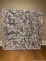 Front view of full canvas showing abstract drip pattern