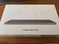 Front of box showing Samsung Galaxy Tab A7 Lite profile picture and branding.