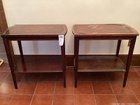 Pair of end tables side by side showing overall design