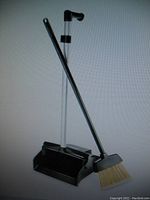 Complete set of Uline Lobby Broom and Dust Pan set from box showing broom with angled nylon bristles and dust pan with aluminum handle.