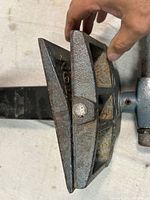 Close-up of the jaw showing pivot hinge and 'Wilton' on the side